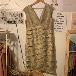 Gold beautiful ruffled dress